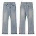Vintage Cleanfit Distressed Jeans Retro Washed Denim Pants Fringe Hem Relaxed Straight Leg Black Grey Blue S-XL Men Women_mkmklike.com