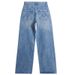 Women's Clothing High Waist Loose Fit Cotton Jeans - Turkish Blue Washed Wide Leg Pants For Casual & Office Wear_mkmklike.com