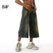 EF JEANS | 2024 Summer New Product Korean Version Loose Hong Kong Style Wide-leg Flared Jeans Cropped Pants Trendy And Old_mkmklike.com