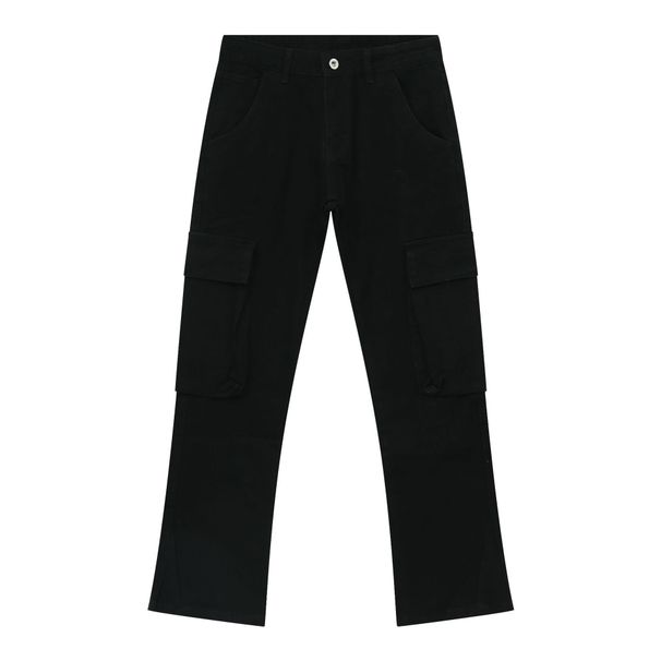 EF JEANS | 2023 Four Seasons American Vibe Multi-Pocket Design Dark Solid Color Straight Jeans Tide_mkmklike.com