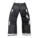 Men's Clothing Menswear Trendy Patchwork Distressed Washed Denim Cargo Pants With Hand Painted Finish And Double Star Logo._mkmklike.com