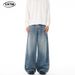 Men's American Retro Straight Leg Jeans With Inverted Pocket Design Unisex Relaxed Fit Floor-Length Denim Trousers_mkmklike.com
