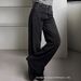 Women's High-Waisted Rhinestone Jeans Black Slimming Wide Leg Pants 25AW Style Washed Denim for Export Wholesale_mkmklike.com
