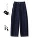 Trendy Denim Blue Curved Striped Jeans For Women Petite Style Spring New Fashion_mkmklike.com