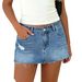 Vintage Distressed Denim Mini Skirt – High-Waisted Stretch Jeans Skirt For Women (S-Xl, Light Blue) Seasonless Hue_mkmklike.com