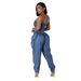 Women's Clothing Splicing Tube Top Women's High Elastic Fashion Waist Slimming Denim Jumpsuit_mkmklike.com