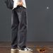 Autumn And Winter Fleece Thickened Jeans Men's American High Street Retro Elastic Loose Straight Casual Wide-leg Trousers_mkmklike.com