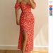 Women's Hip Wrap Split One Line Neck Dress Classic Fragmented Flower Style Spring Dress_mkmklike.com