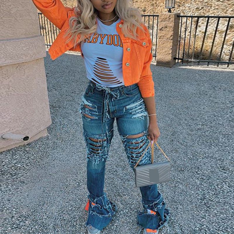 Women's Clothing Fashion Multi Color Raw Edge Fashion Jacket_mkmklike.com