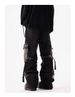 Men's Retro Wavy Multi Pocket Lace Up Jeans Heavy Duty Loose Straight Leg Cargo Pants_mkmklike.com