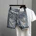 Men's Clothing Street Fashion Ripped Patch Denim Shorts Paint Graffiti Five Point Trendy Personality Youth Shorts_mkmklike.com