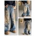 Men's Clothing Rhinestone Ripped Jeans Unisex Vintage Star-Studded Distressed Jeans – Unisex Baggy Straight-Leg Pants (L-XXXL) | Retro Washed Blue_mkmklike.com