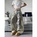 Retro American Heavy Duty Washed Denim Jeans Loose Straight Leg Wide Leg plus Size Floor Length Casual Trousers for Men And Women_mkmklike.com