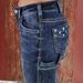 Stretch Embroidered Flared Jeans Mid Rise Denim Trousers With PocketsVCasual Cotton Jeans For Women_mkmklike.com