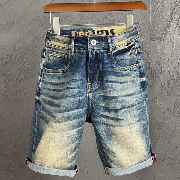 Men's Clothing New Men's Denim Stretch Shorts Summer Thin Style Trendy Retro Simple Versatile Youth Style_mkmklike.com