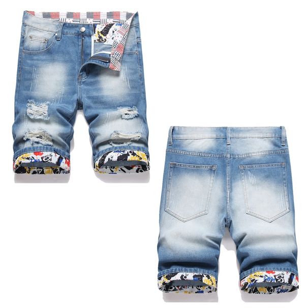 Men's Clothing Distressed And Ripped Men's Blue Distressed Denim Shorts – Vintage Washed 5-Inch Inseam (Straight Fit, Trendy Casual)_mkmklike.com