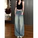 LiLi Apparel Starry Galaxy Rhinetone Wide-Leg Jean For Women 2026 Autumn High-Waited Looe High-End Floor-Length_mkmklike.com