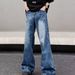 Men's Vintage Washed Distressed Denim Jeans American Streetwear Loose Straight-Leg High Waist Casual Trousers M-3XL_mkmklike.com