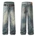 Women’s Clothing Trendy Washed Old Design High End Men's Straight Loose Jeans_mkmklike.com