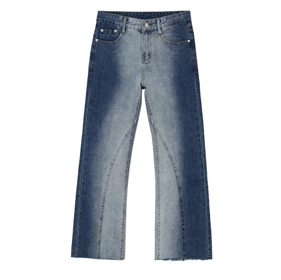 Men's Clothing New Arrivals Korean Style Contrast Tie Dye Gradient Flared Jeans For Men And Women_mkmklike.com
