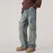 Pants Men's Retro Tooling Jeans Men's Loose Straight High Street American Pocket Design Pants_mkmklike.com