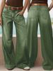 K New Loose Slimming Women's Wide Leg Straight Leg Pants Denim Cropped Pants. No Belt_mkmklike.com