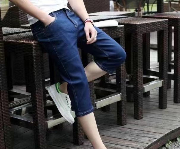 Men's ClothingMen's Cat Whisker Hole Denim Shorts Needle Embroidery High Street Handsome Beggar Pants Slim Fit Feet Versatile Shorts_mkmklike.com