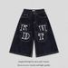 Unisex Vintage American Style Denim Capri Pants With Multi-Pockets, Relaxed Fit Straight Leg Wide Cuff For Summer_mkmklike.com