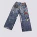 Women's Clothing Printed Flower Trompe L'oeil Vintage Distressed Heavy Low Waist Loose Jeans_mkmklike.com