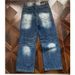Men's Clothing Fit Trendy Wide Leg American High Street Style Vintage Blue Jeans – Relaxed Fit High Street Denim Pants, Retro Wide-Leg Casual Trousers_mkmklike.com