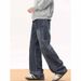 Men's Multi Pocket Cargo Jeans Trendy Loose Fitting Curved Cut Versatile Straight Leg Denim For Spring Autumn_mkmklike.com