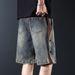 Retro Denim Shorts For Men, New Summer Style, Loose Fit, Washed Denim Shorts, Casual Patchwork, Versatile Pants._mkmklike.com