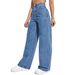 Women's High-Waisted Straight Leg Jeans - Stretch Cotton Comfort Fit In 6 Washes (Black, Light Blue, Medium Blue, Dark Blue, Charcoal)_mkmklike.com