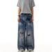 Men's Vintage Distressed High Street Jeans - Loose Fit Denim Pants For Summer, Retro Washed Casual Trousers_mkmklike.com