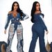 Women's Clothing New Fashion Casual Pocket Hole Straight Trousers Jeans_mkmklike.com