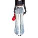 New Spring And Autumn American-style Washed Women's Flared Jeans, Floor-length Trousers, Retro Slim-fit Petite_mkmklike.com