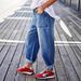 Women's Stretch Denim Jeans Mid-Rise Ankle-Length Cropped Style with Rolled-Up Cuffs Stitched Pockets European American Design_mkmklike.com
