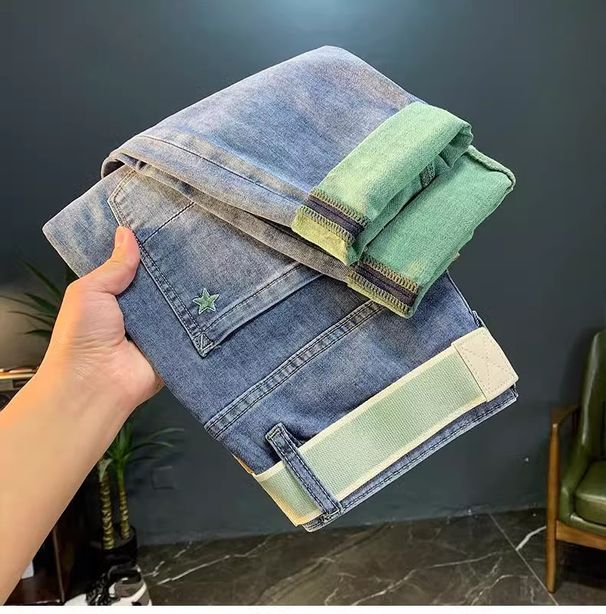Men's Slim Fit Retro Washed Denim Jeans - Classic American Style Straight Leg Trousers For Casual & Streetwear_mkmklike.com
