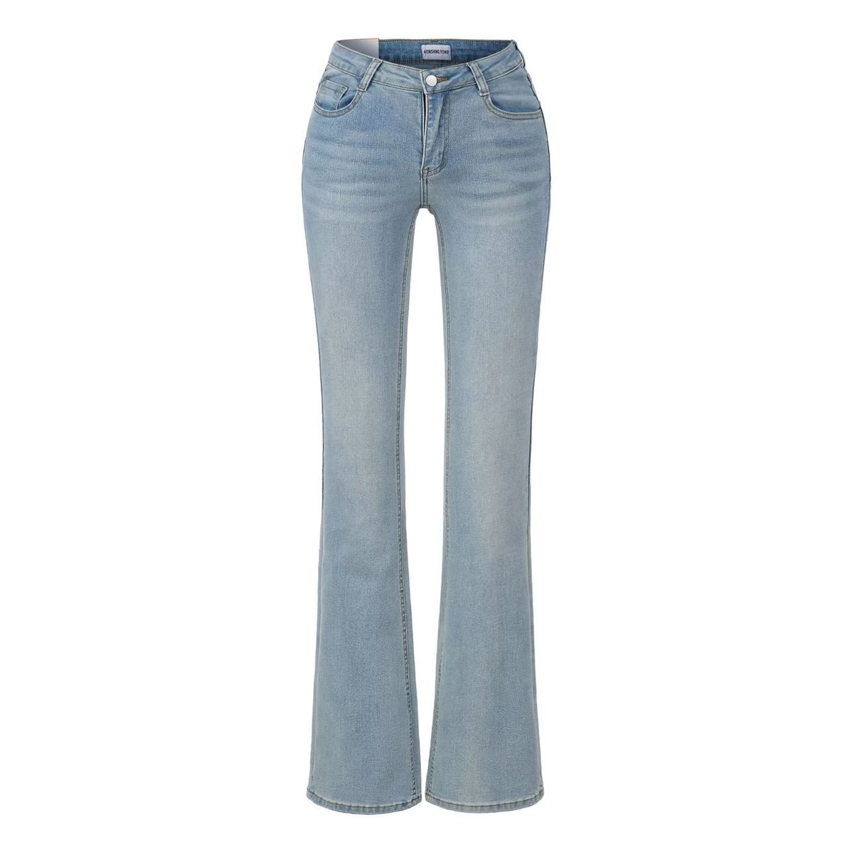 Low-Rise Flared Jeans For Women - Sexy Vintage Ombre Wash Denim Pants With Wide Bell Bottoms, Stretch Polyester Fabric_mkmklike.com