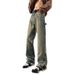 Nordmann Men's Jeans American Retro Trendy Brand Split Flared Casual Autumn Winter Loose Straight Leg Cool Workwear Pants_mkmklike.com