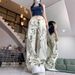European And American Style Retro White Leopard Print Jeans For Women, Summer High Street Hip Hop Loose Straight_mkmklike.com