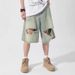 Men's Unique Distressed Design Straight Leg Jeans Loose Fit Summer American Retro Style Five Quarter Length Trendy Shorts_mkmklike.com