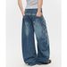Tassel Ripped Jeans Men's Summer New Loose Straight Washed Old High Street Street Wide Leg Long Pants Trend_mkmklike.com