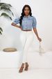 K New Short Sleeved Denim Jacket For Women With Bubble Sleeves_mkmklike.com