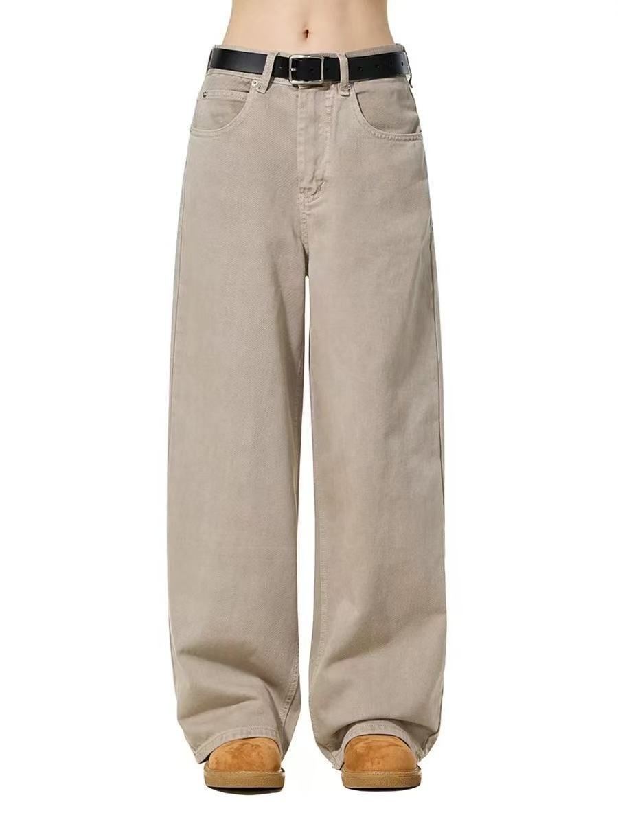 Men's Clothing Retro Cleanfit Washed Straight Jeans For Men And Women Loose Versatile Wide Leg Mopping Casual Trousers Trend_mkmklike.com
