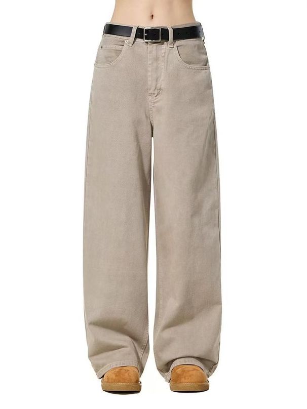 Men's Clothing Retro Cleanfit Washed Straight Jeans For Men And Women Loose Versatile Wide Leg Mopping Casual Trousers Trend_mkmklike.com