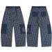 Color-Block Plaid Scimitar Jeans For Men And Women 2025 Autumn Oversized Niche Design Wide-Leg Pants_mkmklike.com