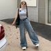 Minghai Vintage Distressed Wide-Leg Jeans For Women, 2025 Autumn New Style, Straight Loose Floor-Length Pants_mkmklike.com