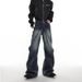 Men's Clothing Distressed Wide Leg Jeans - Streetwear High Waisted Relaxed Fit Denim Pants With Deconstructed Panels & Adjustable Flare Hem_mkmklike.com