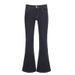 Women's Dark Blue Raw Denim Low Rise Slim Fit Flared Jeans American Style Spring/Autumn Regular Size Solid Pattern_mkmklike.com